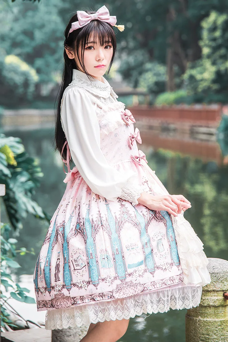 

New 2019 women dress Lolita Hot style selling JSK dress bow soft sister condole belt dress Mid-waist dress SZ-0621 B