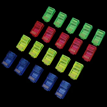 

20pcs/pack RJ45 Ethernet Cables Module Plug Network Connector RJ-45 Crystal Heads Cat5 Color Cat5e Gold Plated Cable