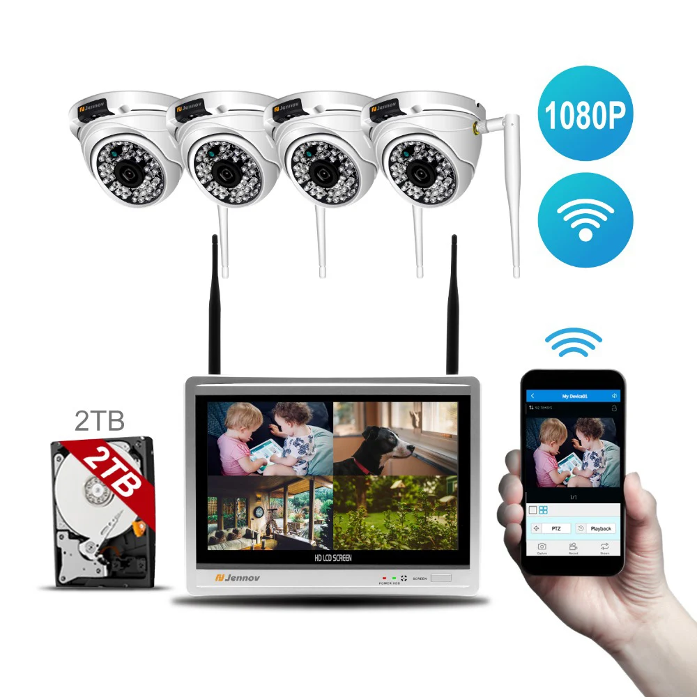 

Einnov 1080P 2MP Wireless Security CCTV IP Camera Wifi System NVR Kit 12 inch LCD Monitor P2P wifi Video Surveillance Kits Set