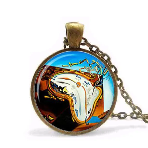 Стимпанк Алиса в стране чудес часы Salvador Dali ожерелье ювелирные изделия кулон