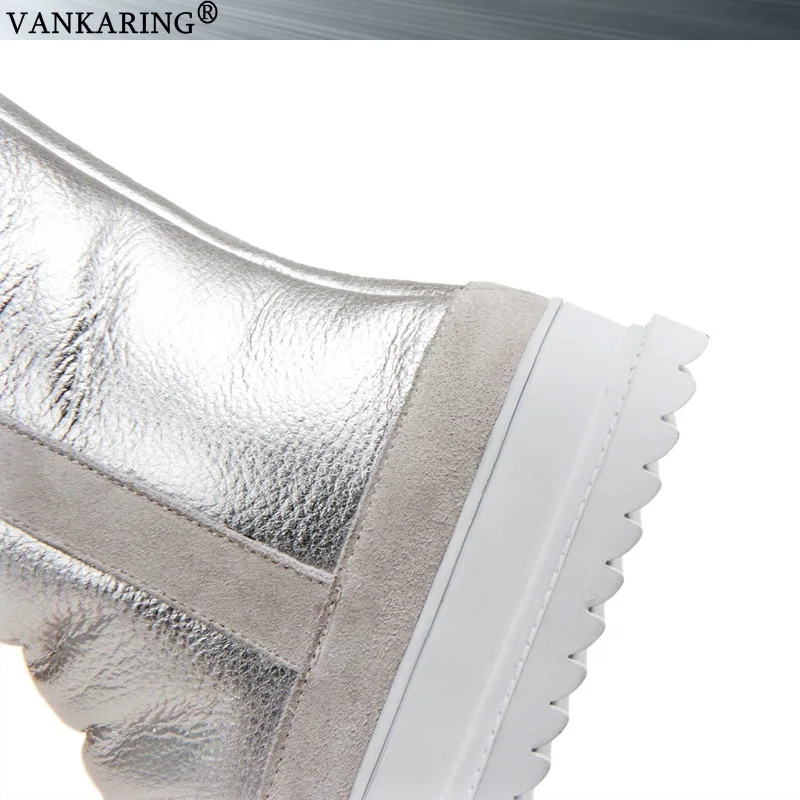 Vankering/брендовые зимние ботинки; кожаные теплые зимние ботильоны на меху; женские модные полусапожки с круглым носком; сапоги для верховой езды на танкетке