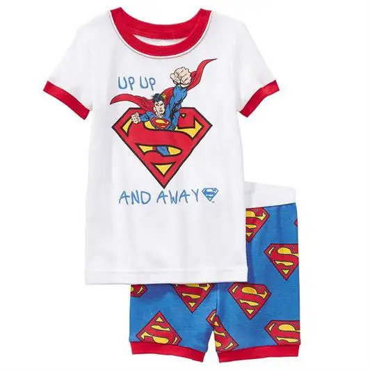Летние Пижамные комплекты для мальчиков детская одежда для сна с короткими рукавами хлопковая Детская Пижама для мальчика красная ночная рубашка fht56 - Цвет: color at picture