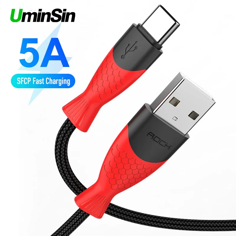 Uminsin 5A Тип usb C Быстрая зарядка c кабеля-c шнура синхронизации данных телефон