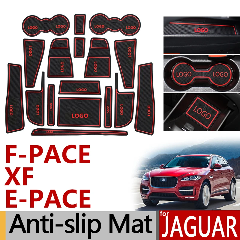 

Anti-Slip Rubber Gate Slot Cup Mat for Audi Jaguar F-PACE E-PACE XF X250 Accessories Stickers FPACE EPACE F E Pace 2015 2017