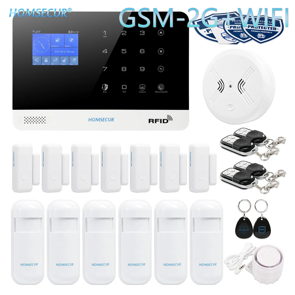 

HOMSECUR Wireless LCD 2G WIFI Home Alarm System with IOS/Android APP (EN/DE/ES/RU/FR/PL/PT/IT Menu Adjustable)