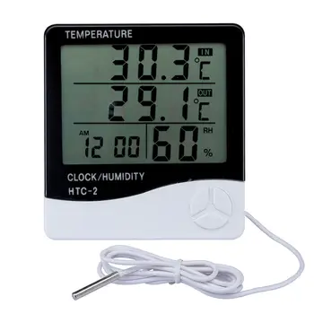 

Digital LCD Large Screen Thermometer With Calendar Display Indoor Outdoor Temperature Humidity Meter Hygrometer Probe