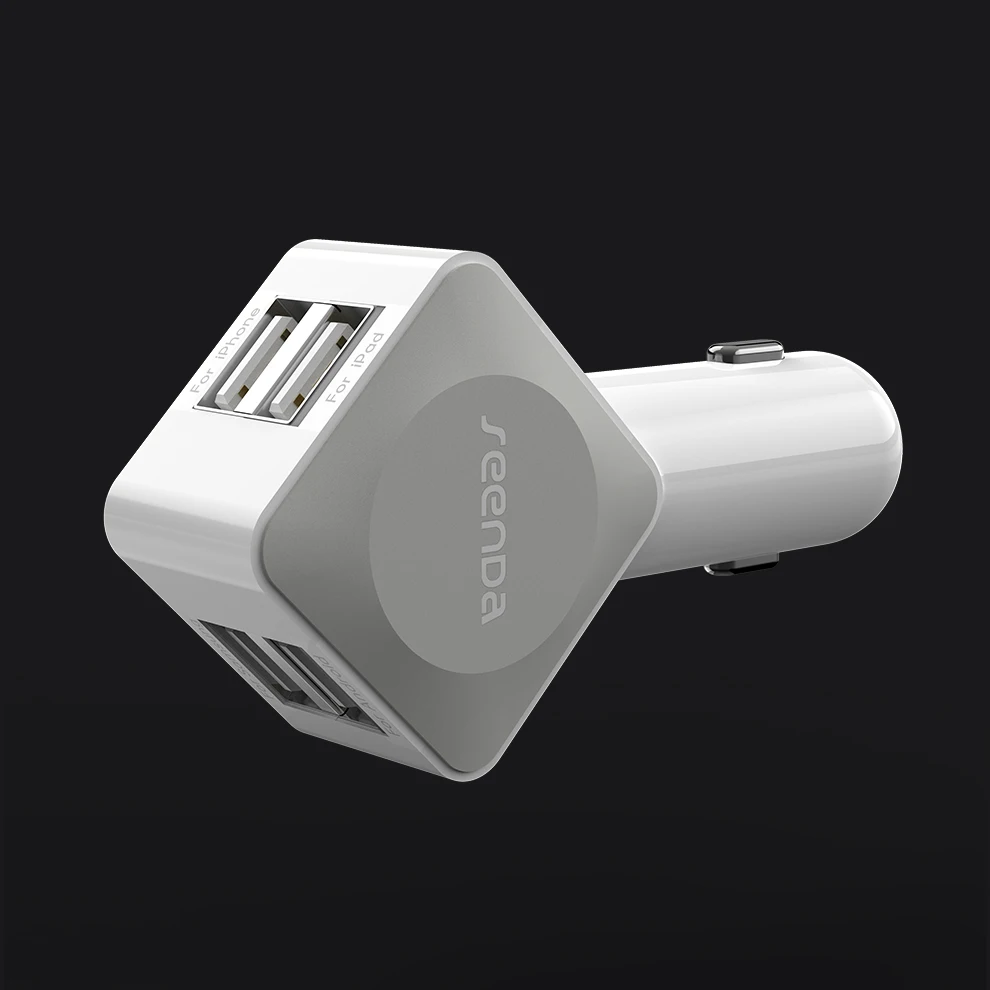 Автомобильное зарядное устройство SeenDa для iPhone, мобильного телефона, быстрое зарядное устройство, 4 порта, Переходник USB для зарядки в машине, для samsung, iPad, Xiaomi, iPhone, в машине - Тип штекера: white