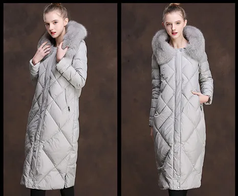 Women Winter Duck Down Jackets Hooded Big Fox Fur Collar Long Coats Dded Down Overknee Jacket Women Winter 2018 AS054 (9)