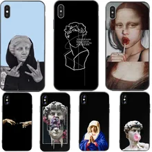 Para iphone 11 Pro Max caso Mona Lisa arte David líneas de la caja del teléfono de silicona funda para iphone 5 y 5s SE 6 6s 7 7 Plus X XR XS Max caso