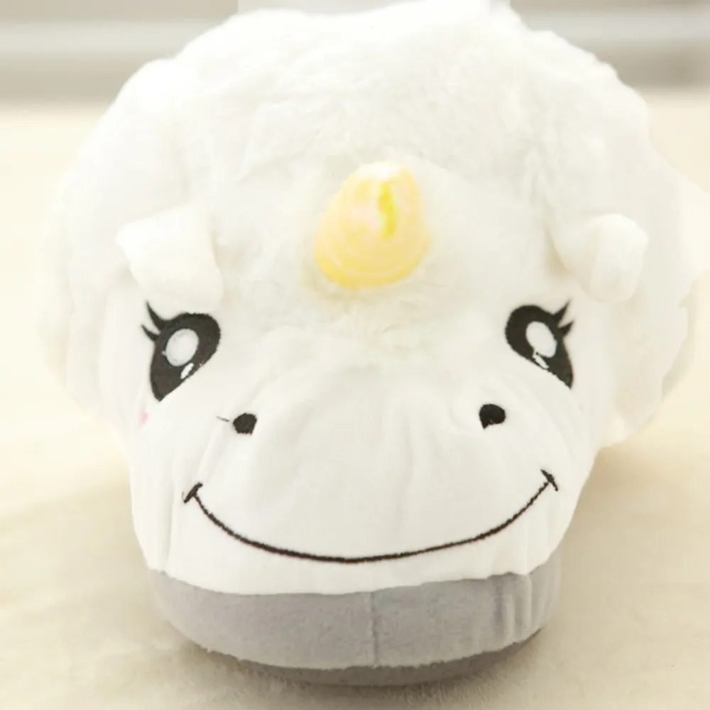 New Women Shoes Female Slippers For Home Use Fantasy White Unicorn Plush Cotton Slipper Slip On Adult Size House Indoor Slippers (8)