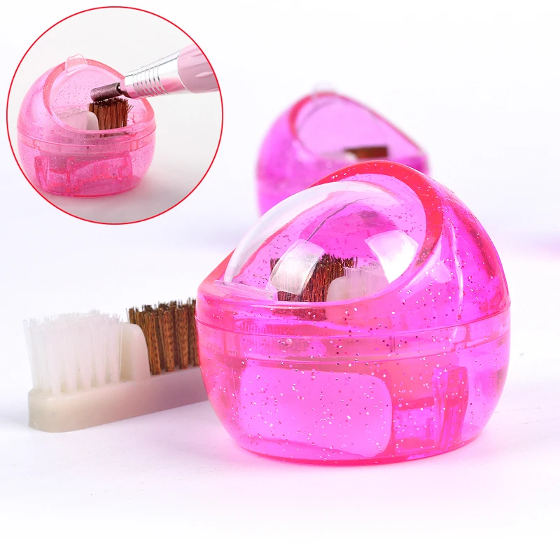 

WUF 1 Pc Nail Drill Bits Cleaning Box Hard & Soft Brush Inside For Manicure Pedicure Nail Art Tools Equipment