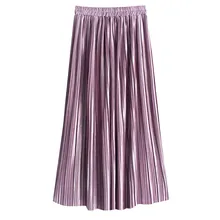 Женская плиссированная трапециевидная Пышная юбка с высокой талией, эластичная линия талии, модная Faldas, новая плиссированная летняя юбка# F