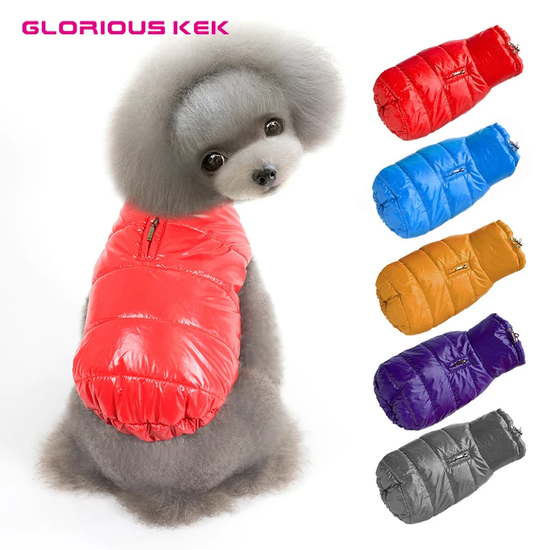 

Glorious Kek Candy Color Cute Puppy Pet Dog Clothes Winter Waterproof Padded Warm Vest Cats Dogs Zipper Dog Coat Jacket Costumes