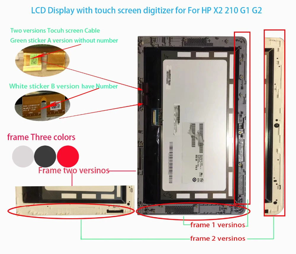 Novo para hp Lcd de Tela Lcd com Digitador Pavilion Notebook G110-p001nv Display Assembléia Tela Toque B101ean01.8 x2 210 g2 - Imagem 2