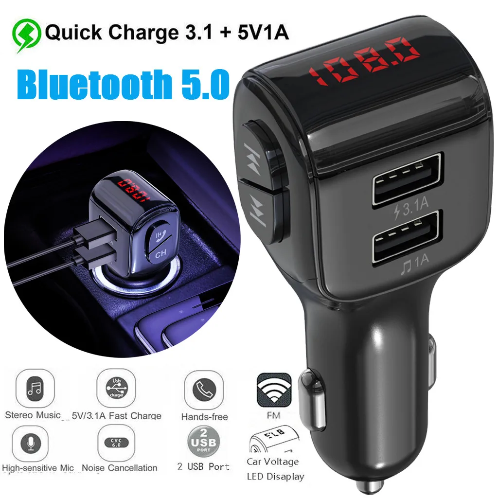 

Display FM Transmitter Car Charger Dual USB Phone Charger Handsfree Bluetooth MP3 Player,born to listen music in car