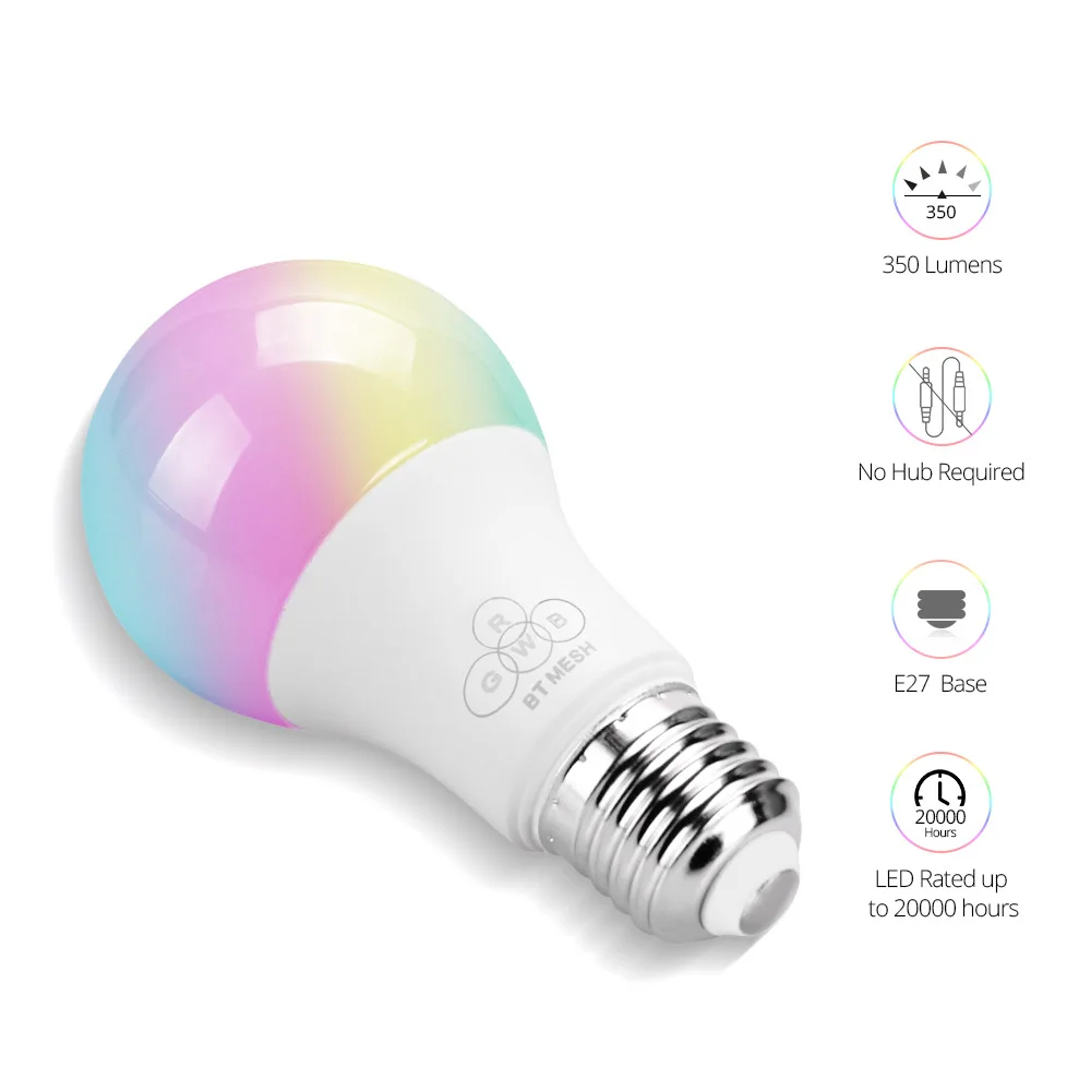 4,5 W E27 светодиодный лампы RGB+ теплый белый Bluetooth приложение управления затемнения Светодиодный лампа RGBW Цвет сменные для вечерние домашнего декора 85-265 V