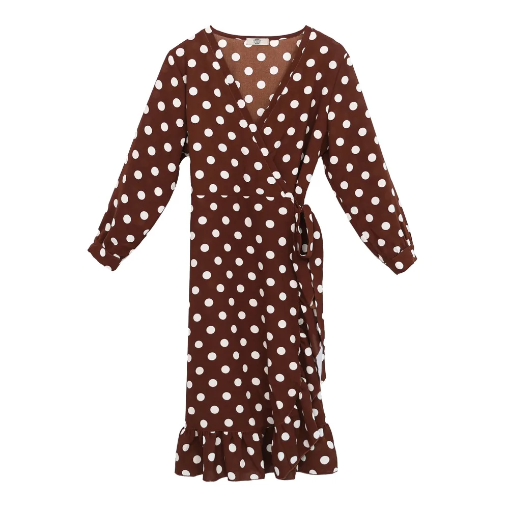 

Fashion new round dot v-neck dress xxxl plus size women