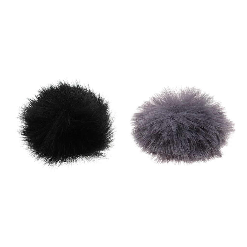 0.98inch Fur Microphone Windscreen Windshield Muff Reduce Wind Noise Mic Cover Black/Silver Gray