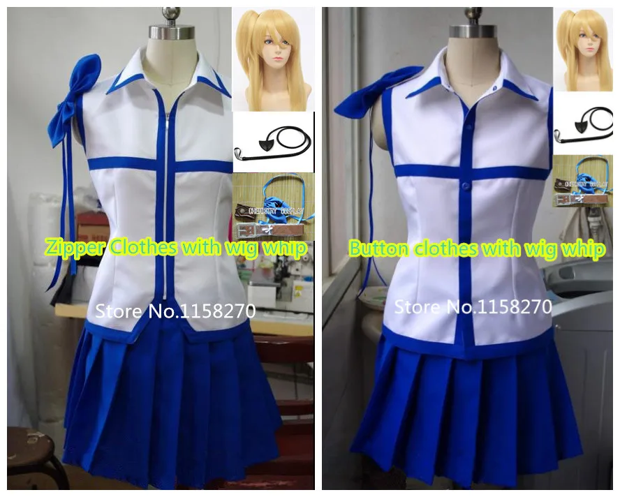 

New Free Shipping Fairy Tail Lucy Heartfilia Cosplay clothes with whip full set Costume Custom-Made