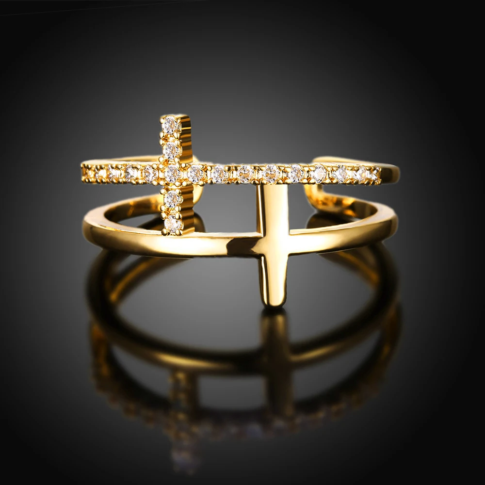 Minimalism Sideways Jesus Christian Religious Cross Ring For Women Men