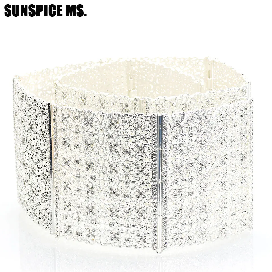 

Luxury Dilated Crystal Waistband For Women 2 Color Adjustable Length Metal Belt Albania Traditional Wedding Body Jewelry 2018