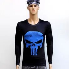 Punishment human skeleton T Shirts Long Sleeve High Elastic Fast Dry Tops Super Hero Shirts Water Proof Sport Riding OutdoorTop