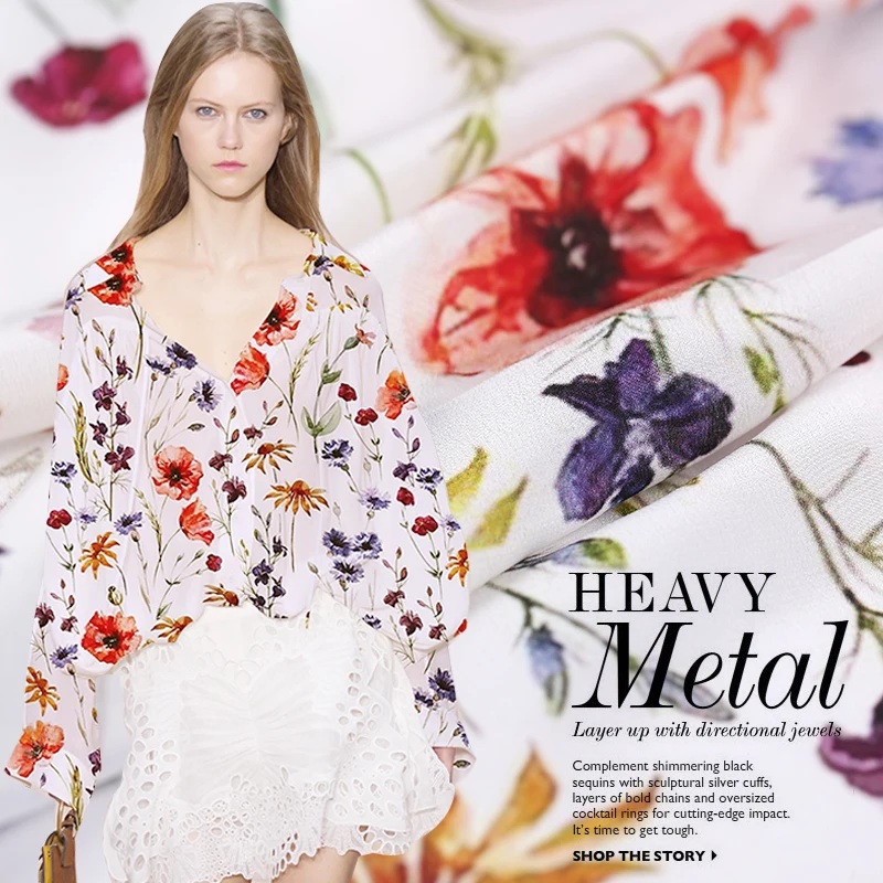 Goedkoop 2018 Lente amp; Zomer Digitale Gedrukt Cr ecirc;pe De Chine Stof Voor Vrouwen Jurk, 14 Momme 100% Moerbei Zijde Kleding doek Voor DIY Naaien