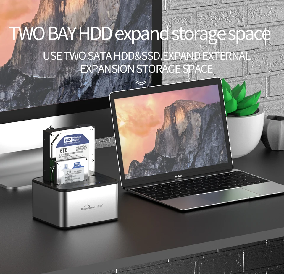 HDD док-станция диск дублирование 2 Bay Копировать один диск на другой USB 3,0 Тип B Max 5 Гбит/с полный алюминий 3,5 ''/2,5'' SATA диск