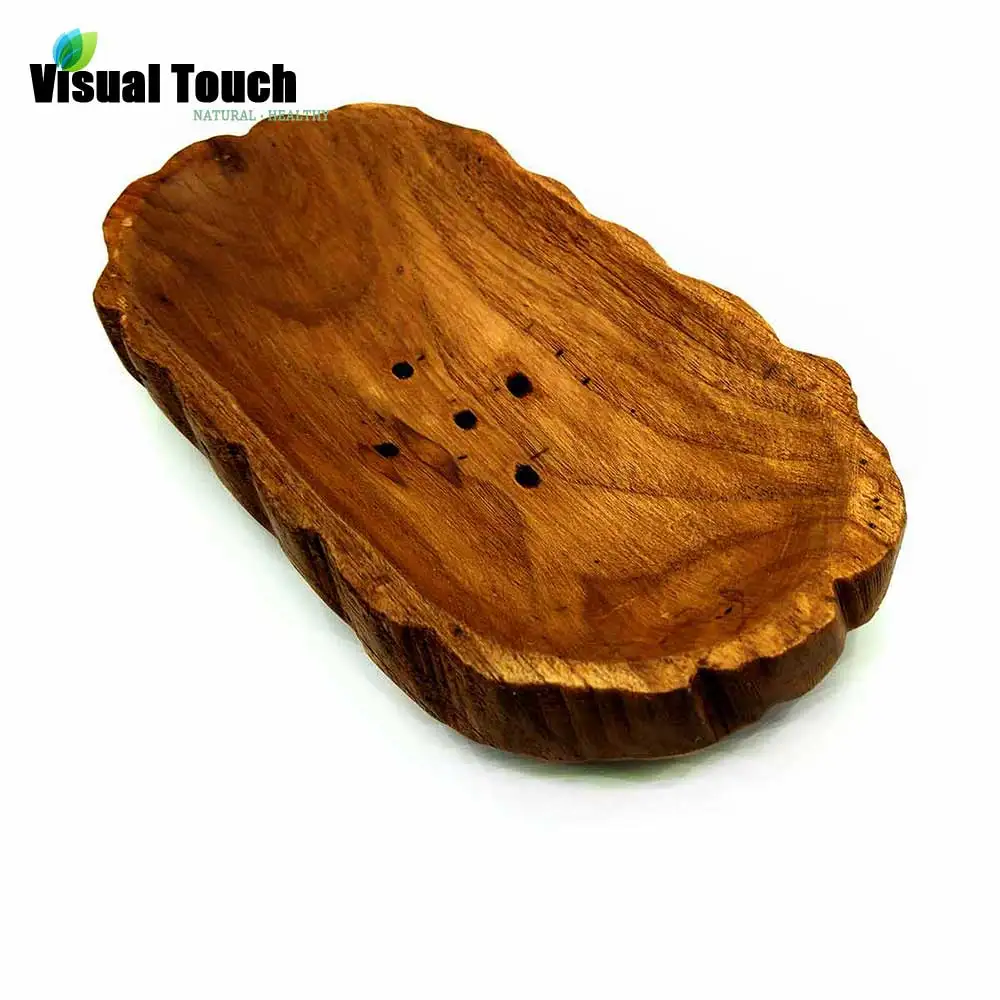 

Visual Touch Handmade Irregular Natural Wooden Soap Dish Tray Holder Storage Rack Plate Box Container for Bath Shower Bathroom