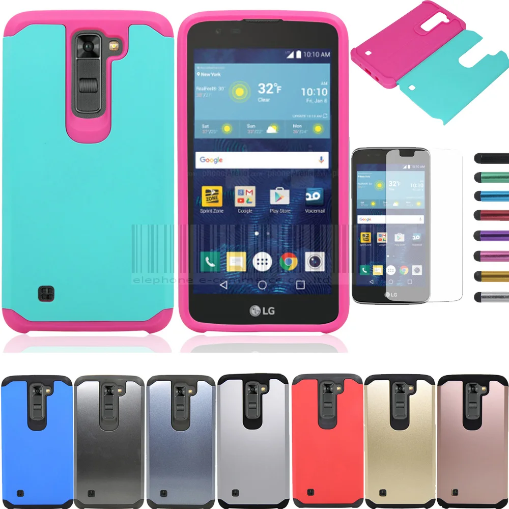 

Heavy Duty Rubber Hybrid Armor Case Hard Protective Cover With Films+Stylus For LG K7/M1 X210 X210DS MS330/ Tribute 5 LS675