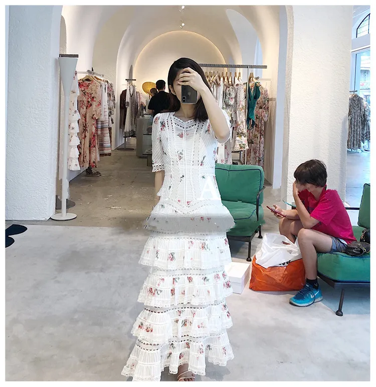 2019 Promotie Tijd beperkte Plus Size Vestido De Festa Zanzea Vrouw Jurk Bloemen Cascading Cake Afdrukken Opengewerkte Kant Vrouwen lange 2019 Promotie Tijd beperkte Plus Size Vestido De Festa Zanzea Vrouw Jurk Bloemen Cascading Cake Afdrukken Opengewerkte Kant Vrouwen lange