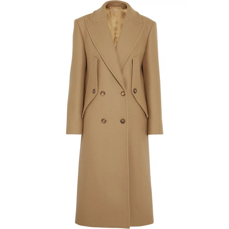 Осенне-зимнее Новое Европейское классическое шерстяное пальто двубортное женское тонкое пальто с отворотом длинная куртка с отложным воротником