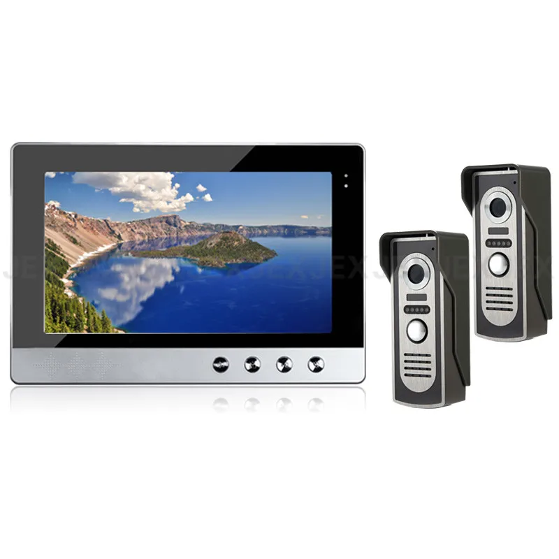 

JEX 10`` color LCD screen video doorbell door phone speaker intercom system kit monitor + 2 IR COMS Camera Easy install 2V1