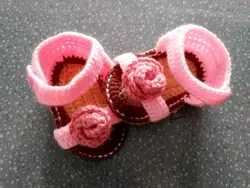 Очаровательный дешевые крючком розовый Детские сандалии/Baby Shower подарков