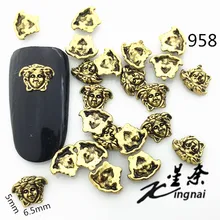10 шт./лот, Японский Корейский винтажный стиль, 5x6,5 мм, Золотой сфинкс, металлический сплав, украшения для ногтей, 3D наклейки для ногтей для маникюра