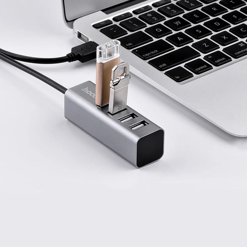 HOCO 4 в 1 USB 2,0 высокоскоростной 60 МБ/с./с USB разветвитель 4 порта конвертер адаптер для телефона ПК ноутбук WH компьютер Mac 5,6# T08