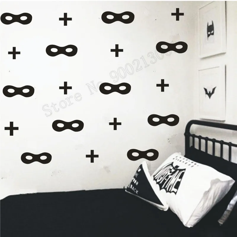 

Room Decoration Bat Mask and Cross Wall Sticker Vinyl Removeable Poster Beauty Mural Small Pattern DIY Nursery Ornament LY524