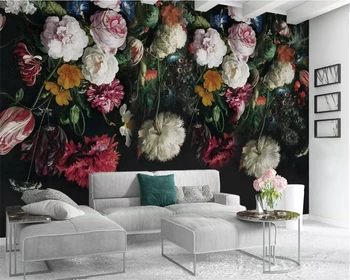 

Beibehang Custom wallpaper retro nostalgic hand-painted floral TV background wall paper home decor room living room 3d wallpaper