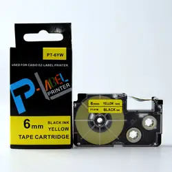 Бесплатная доставка 5 шт./лот 6 мм EZ-label черный на желтый XR-6YW1 XR-6YW клейкие ленты картридж для EZ-label печати KL-100, KL-120