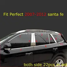 Fit for Hyundai Santa fe 2007 2012 Stainless Window Frame Sill Trims Glass Strips Window Center
