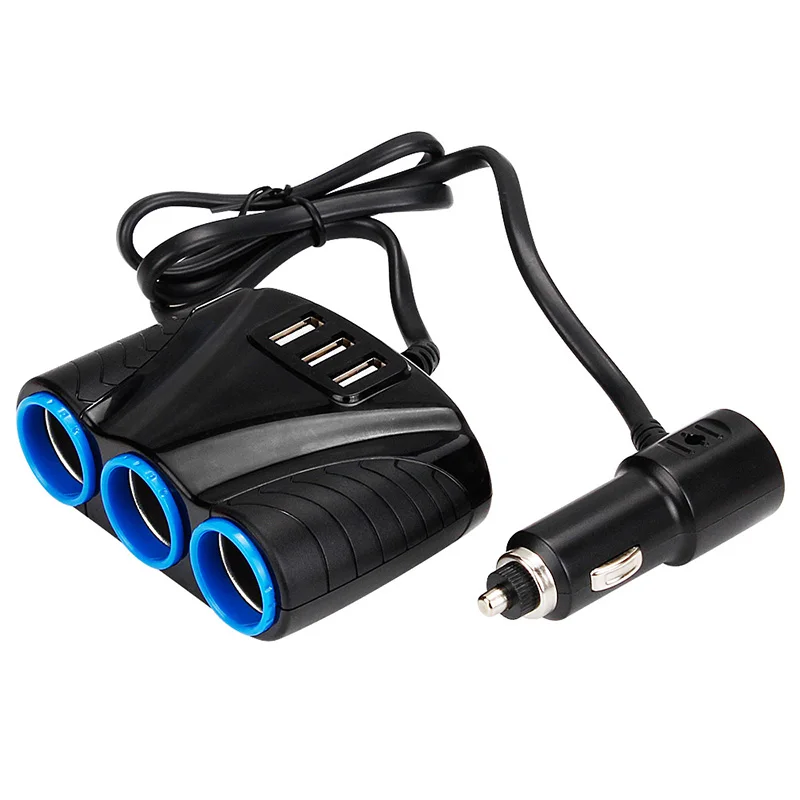 New 3 in 1 Car Cigarette Lighter Socket Splitter Plug USB Charger Adapter 3.1A 120W for Phone