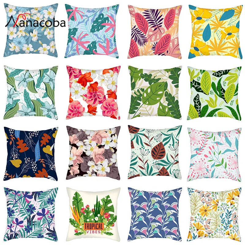 

Tropical Plants Pillow Case Polyester Decorative Pillowcases Green Leaves Throw Pillow Case kussensloop almohada poszewka