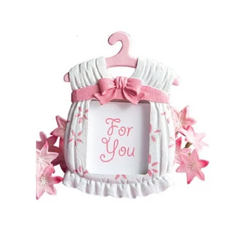 

50Pcs Free Shipping Blue Pink Baby Shower Gift Girl Boy Resin Photo Frame Baptism Favor Kids Birthday Party Decorations