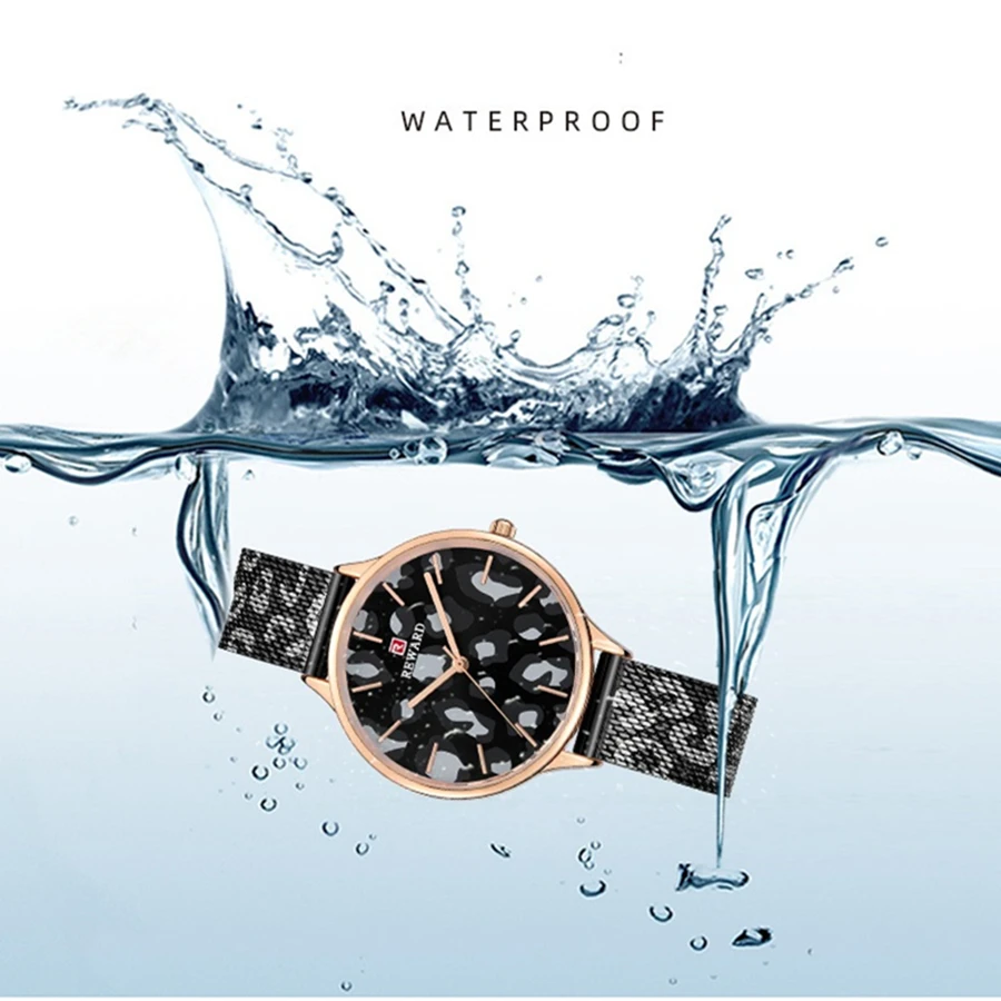 Relogio Feminino REWARD Women Bracelet Watch Ultra Thin Stainless Steel Mesh Ladies Wrist Watch Waterproof Woman Female Clock