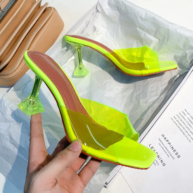 

New Arrivals PVC Transparent Sandals Open Toes Sexy Serpentine High Heel Crystal Women's Shoes Transparent High Heels Slippers