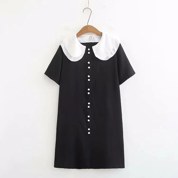 

Plus Size Women Loose Dress Short Sleeve Lady Black Work Mini Dresses