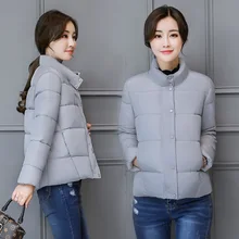 Otoño Invierno mujeres de Color sólido de manga larga Warm Stand Collar Slim estudiantes de moda pequeña chaqueta Mujer Parkas MZ1941