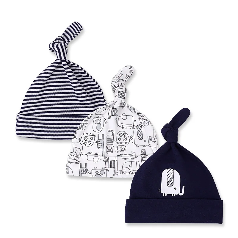 

3Pcs/set Newborn 0-6 Months Baby Hat Quality Soft Cotton Baby Beanie for Boy Girl Cute Cartoon Bonnet Winter Fall 2019