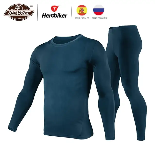 US $16.32 Herobiker Winter Men Fleece Lined Thermal Underwear Set Motorcycle Skiing Base Layer Warm Shirts & 