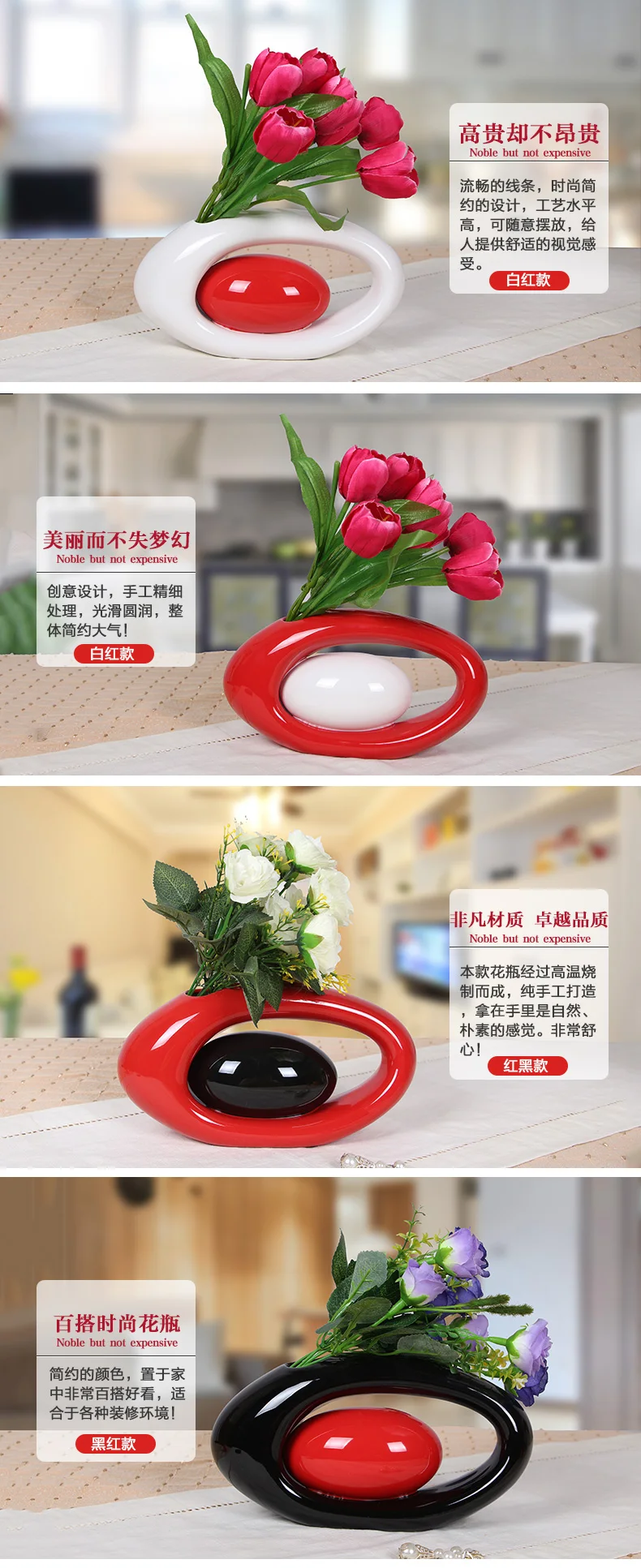 Простые цветочные вазы керамические украшения Современная мода ремесло украшения ремесла цветок свадебные подарки Красная Ваза